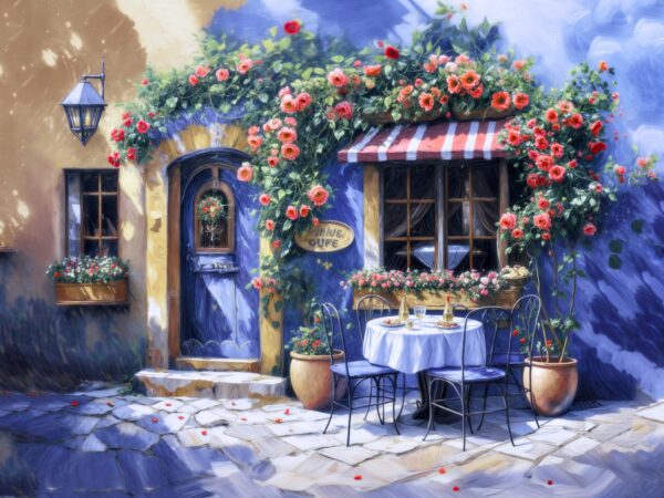 Bavarian Cafe with Flowering Vine AI Resources