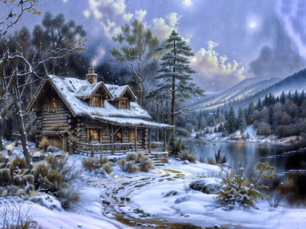 Log Cabin at Christmas in Utah 1800s AI Resources