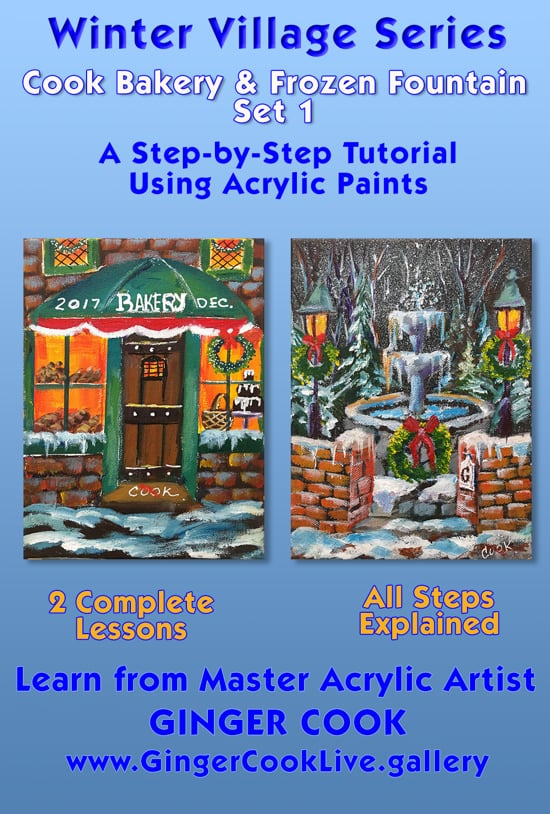 Winter Village, set 1: Bakery and Frozen Fountain – Downloadable