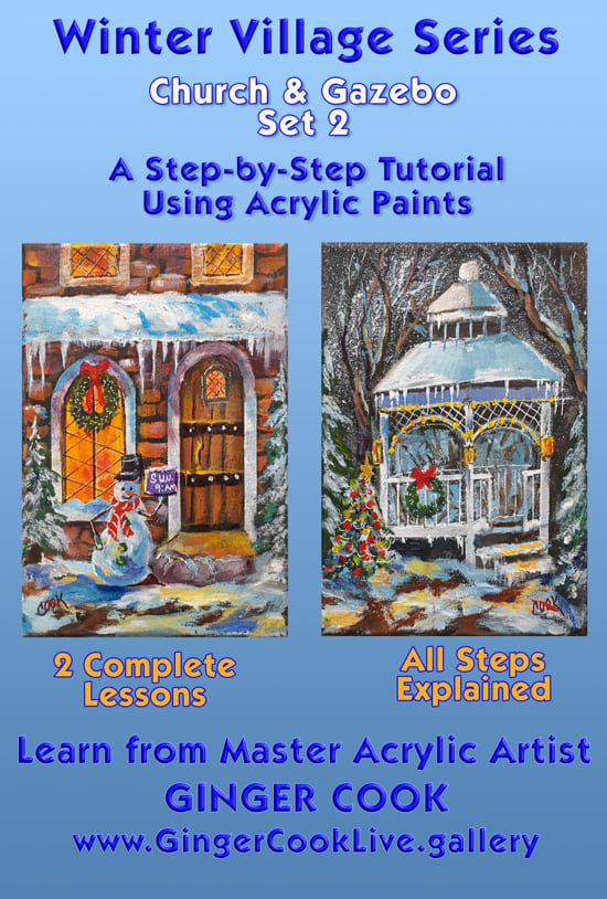 Winter Village, Set 2:  Church and Gazebo- Downloadable