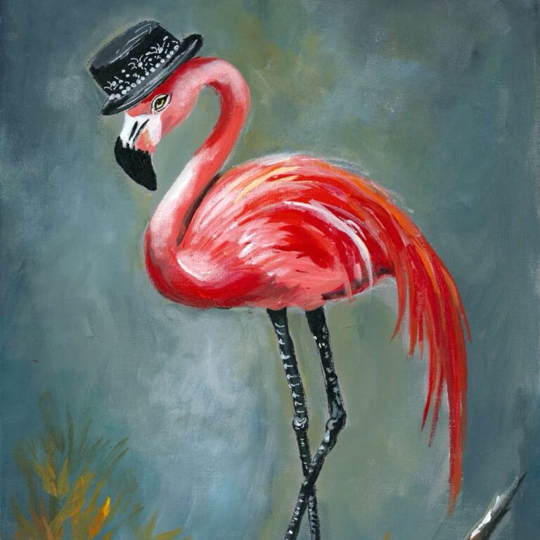 Flamingo with Black Hat – References Only