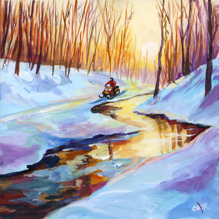 Winter Snowmobile Sunset – References Only