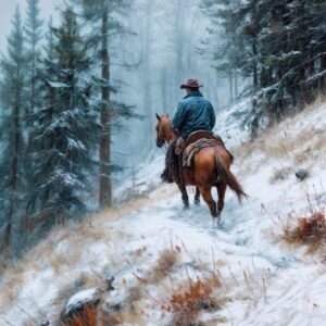 Lone Rider on the Winter Trail – AI References