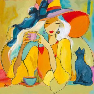 Lady, Tea and Cat | Downloadable