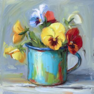 Pansies in a Metal Cup | References Only