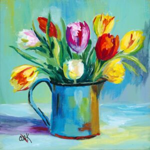 Tulips in a Enamel Metal Coffee Cup | References Only