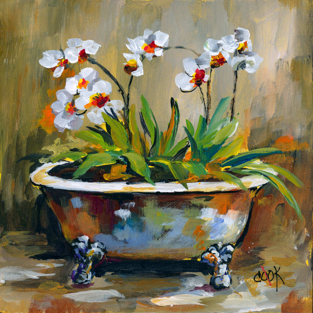 Orchids in a Rusty Antique Bathtub | References Only