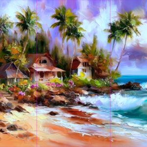 Triptych Hawaii Beach | All Three Paintings | References Only